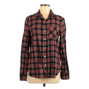 Old Navy The Classic Shirt Button Down Black Tartan Plaid